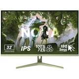 Arozzi Nova 32T2K180, Gaming-Monitor 80 cm (31.5 Zoll), grün, QHD, IPS, HDMI, DP, Lautsprecher, 180Hz Panel
