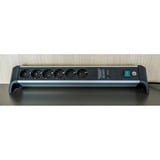 Brennenstuhl Alu-Office-Line Steckdosenleiste 6-fach, für den Schreibtisch schwarz/aluminium, 3 Meter Kabel, 60.000A Überspannungsschutz