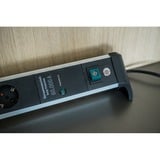 Brennenstuhl Alu-Office-Line Steckdosenleiste 6-fach, für den Schreibtisch schwarz/aluminium, 3 Meter Kabel, 60.000A Überspannungsschutz