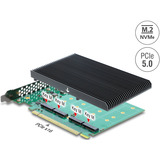 DeLOCK PCIe 5.0 x16 Karte > 4x int. M.2 NVMe + Kühlkörper, Schnittstellenkarte 