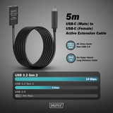 Digitus Aktives USB 3.2 Gen 2 Verlängerungskabel, USB-C Stecker > USB-C Buchse schwarz, 5 Meter, Repeater Kabel