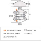 Vango Tunnelzelt Nevis 300 grün/orange, mit Vorraum für Gepäck