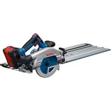Bosch Professional Akku-Handkreissäge GKS 18V-57-2 GX Professional solo + FSN 440 X blau/schwarz, ohne Akku und Ladegerät, mit Führungsschiene für Querschnitte