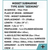 COBI U-Boot XXVII Seehund, Konstruktionsspielzeug Maßstab 1:72