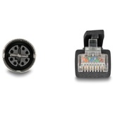 DeLOCK M12 Kabel X-kodiert 8 Pin Buchse > RJ-45 Stecker, Cat.5e S/FTP schwarz, 5 Meter, flexibel