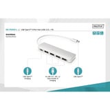 Digitus USB Type-C™ 4-Port Hub (USB 3.0) + PD, USB-Hub silber