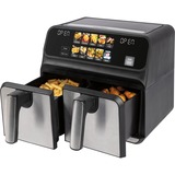 ProfiCook Doppel-Heißluftfritteuse PC-FR 1287 H edelstahl/schwarz, 2.200 Watt, 2 Körbe je 4 Liter