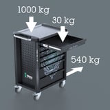 Wera 9705 Tool Rebel Werkstattwagen Stainless 1, mit Bestückung, Werkzeugwagen schwarz/silber, 177-teilig, im exklusiven Tool Rebel Design