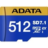 ADATA Premier Extreme microSDXC SD7.1 512 GB, Speicherkarte blau/gelb, SD7.1 Express, UHS-I U3, Class 10, V30, Nintendo Switch 2 Ready