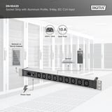 Digitus 19" Steckdosenleiste mit Aluminiumprofil, 9-fach C13, 1HE schwarz/aluminium, Leitungsschutzschalter 10 A, IEC C14-Eingang