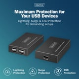 Digitus USB 2.0 CAT Extender-Set, 480 Mbps, 150 Meter, USB-Extender schwarz, Sendeeinheit + Empfängereinheit, 4 Port USB-A