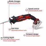 EINHELL Power X-Change Akku-Universal-Säbelsäge TE-AP 18/13 Li - Solo, 18Volt rot/schwarz, ohne Akku und Ladegerät
