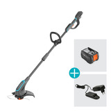 GARDENA Akku-Rasentrimmer PowerTrim 30/18V P4A grau/türkis, Li-Ion Akku 4Ah, POWER FOR ALL ALLIANCE