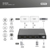 Digitus 8K HDMI Splitter, 1x2 schwarz, mit Downscaler