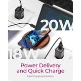 ICY BOX 2-Port USB 20W Steckerladegerät IB-PS1020-PD, USB-A + USB-C schwarz, PD 3.0 20W + QC 3.0 18W