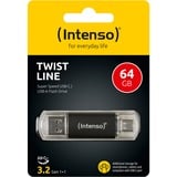 Intenso Twist Line 64 GB, USB-Stick anthrazit/transparent, USB-A 3.2 Gen 1, USB-C 3.2 Gen 1