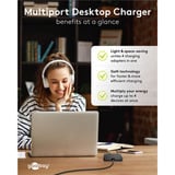 goobay USB-C Multiport-Tischladegerät, PD, GaN, 65 Watt schwarz, 2x USB-C, 2x USB-A, Power Delivery, QuickCharge 3.0