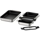 Bosch Pro Induction Flex Pfannen-Set HEZ9FF040, 4-teilig edelstahl/schwarz, 1x groß, 1x medium, 2x klein mit Glasdeckel