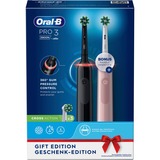 Braun Oral-B Pro 3 3900N Geschenk Edition, Elektrische Zahnbürste schwarz/pink, inkl. 2. Handstück