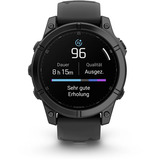 Garmin fēnix E - 47mm, AMOLED, Smartwatch Schwarz/Schiefergrau, Silikon-Armband, Edelstahl