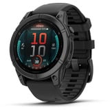 Garmin fēnix E - 47mm, AMOLED, Smartwatch Schwarz/Schiefergrau, Silikon-Armband, Edelstahl