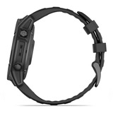 Garmin fēnix E - 47mm, AMOLED, Smartwatch Schwarz/Schiefergrau, Silikon-Armband, Edelstahl