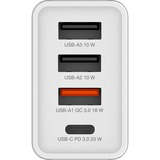 Verbatim Ladegerät 30W, 1x USB-C , 3x USB-A weiß, PD 3.0, QC 3.0