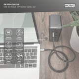 Digitus USB4 Gen 3x2 Kabel, USB-C Stecker > USB-C Stecker, 40Gbit/s schwarz/grau, 1 Meter, PD 3.1, Laden mit 240 Watt