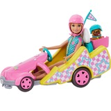 Mattel Barbie Stacie Go-Kart, Puppe mit Hündchen, Zubehör und Stickerbogen