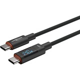 Ansmann USB 2.0 Kabel, USB-C Stecker > USB-C Stecker anthrazit, 1,2 Meter, PD 3.1,  Laden mit bis zu 140 Watt, gesleevt, integriertes LED Display