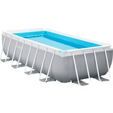 Intex Frame Pool Set Prism Quadra 400 x 200 x 100cm, Schwimmbad hellgrau/blau, Kartuschenfilteranlage ECO 604G