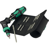 Wera Kraftform Kompakt Pistol RA-R 2, Bit-Satz schwarz/grün, 13-teilig, 1/4", mit Ratschenfunktion und Rapidaptor Schnellwechselfutter