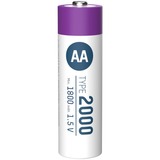 Ansmann Li-Ion Akku Mignon AA Typ 2.000 (min. 1.800 mAh), 4er-Pack weiß/violett, 4x AA (Mignon), USB-C Ladeport