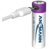 Ansmann Li-Ion Akku Mignon AA Typ 2.000 (min. 1.800 mAh), 4er-Pack weiß/violett, 4x AA (Mignon), USB-C Ladeport