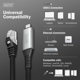 Digitus USB-C 3.2 Gen1 > RJ-45 Ethernet Kabel, 1Gbit/s, Adapter schwarz, 2 Meter, 10/100/1.000Mbit/s