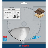 Bosch Professional PRO Wood Kreissägeblatt, Ø 190mm, 60Z Bohrung 30mm, für Handkreissägen