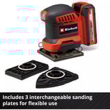 EINHELL Power X-Change Akku-Faust-Schwingschleifer TE-OS 18/113 3X Li-Solo, 18Volt rot/schwarz, ohne Akku und Ladegerät, mit Tasche + Zubehör