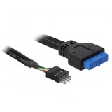 DeLOCK USB 2.0 Adapterkabel, 8 Pin Header Stecker > USB 3.2 Pin Header Buchse schwarz, 60cm