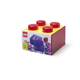 Room Copenhagen LEGO Storage Brick 4 Top Lid Glitter, Aufbewahrungsbox rot/transparent