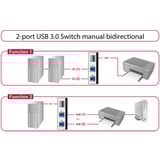 DeLOCK 2 Port USB 3.0 Umschalter  , USB-Switch grau/schwarz, manuell, bidirektional