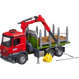 bruder 03669 Mercedes Benz Arocs Holztransport-LKW , Modellfahrzeug mit Ladekran, Greifer und 3 Baumstämmen