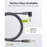 goobay Plus Audio Verbindungskabel AUX 3,5mm stereo, 90° schwarz/silber, 5 Meter, abgewinkelt