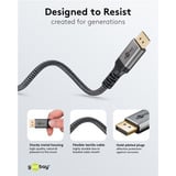 goobay Plus DisplayPort 2.0/2.1 Kabel, 8K @ 144Hz, 54 Gbit/s grau, 2 Meter