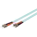 Digitus LWL Patchkabel, Duplex, ST > ST Stecker, Multimode OM3 türkis, 1 Meter