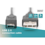 Digitus USB 2.0 Anschlusskabel USB-A (Stecker) > Mini-USB (Stecker) schwarz, 3 Meter
