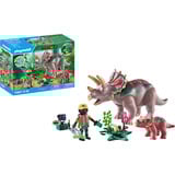 PLAYMOBIL 71821 Dinos Triceratops mit Jungtier, Konstruktionsspielzeug 