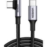 UGREEN 100W USB-C auf USB-C Ladekabel (Winkel 90 Grad) schwarz, 1 Meter, PD 100 Watt, 1x Winkelstecker