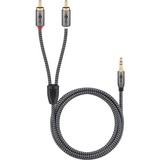 goobay Plus Audio Adapterkabel AUX 3,5mm Klinke > Stereo-Cinch Stecker schwarz/silber, 5 Meter