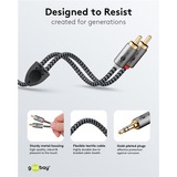 goobay Plus Audio Adapterkabel AUX 3,5mm Klinke > Stereo-Cinch Stecker schwarz/silber, 5 Meter
