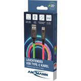 Ansmann USB-A auf USB Typ-C Kabel schwarz/transparent, 1 Meter, mit LED 